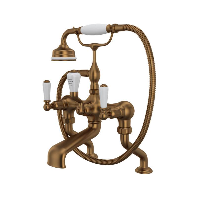 Edwardian™ Triple Handle Deck Mount Clawfoot Tub Faucet, English Bronze