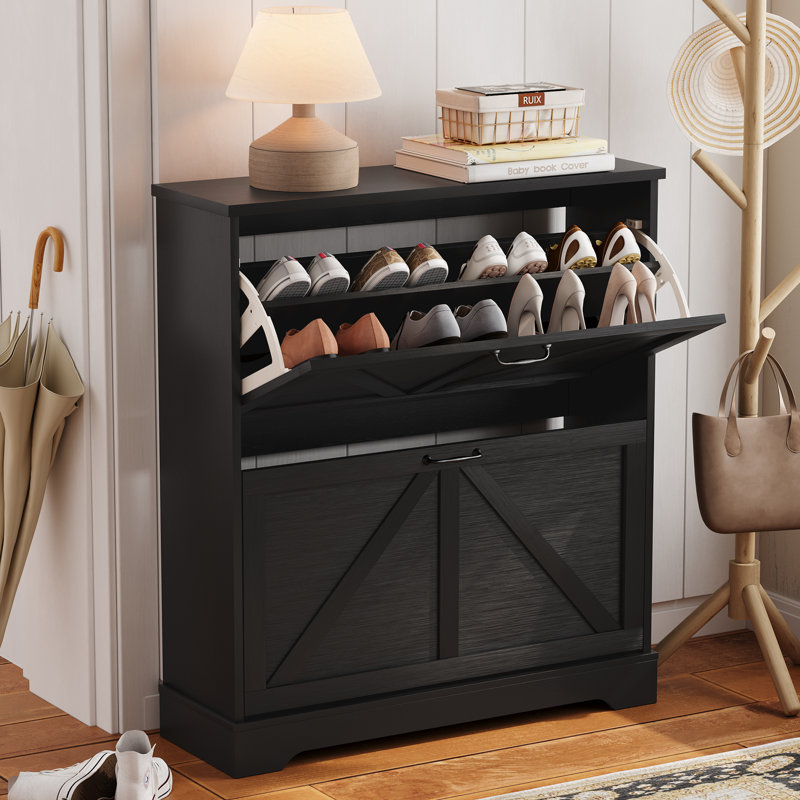 20 Pair Shoe Storage, Black - 80cm W