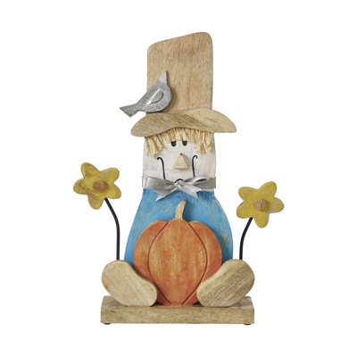 Whimsical Wooden Scarecrow 16.5x12.75x3
