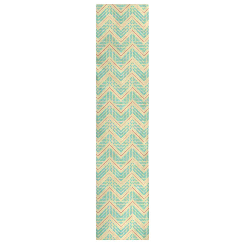 Chemin de table à chevrons à la main classic Stephenie, 16 po x 90 po, Vert olive / orange / jaune