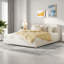 Lit rembourré moderne avec tête de lit confortable, conception encastrée et pieds en bois-802107816