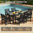 6-Person Outdoor Patio Dining Set with Umbrella Hole, 66.4'' L Rectangular Table With 6 Chairs For Patio, Garden, Porch, Pool
