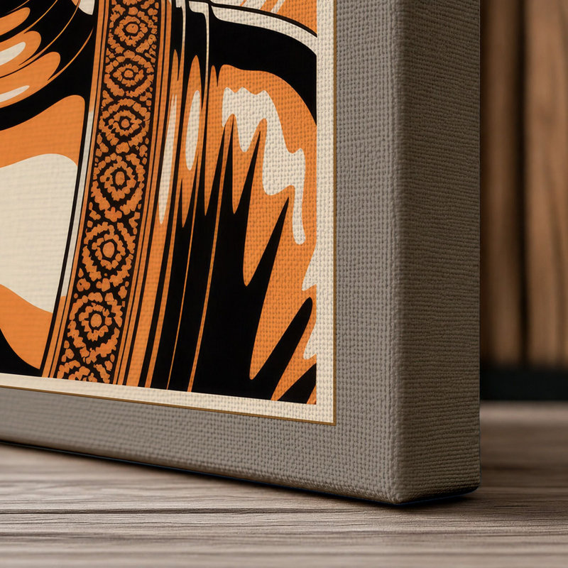 Buddha in Orange Modern - Wrapped Canvas, 18x12 - 45.7 x 30.5 cm, Taupe Border
