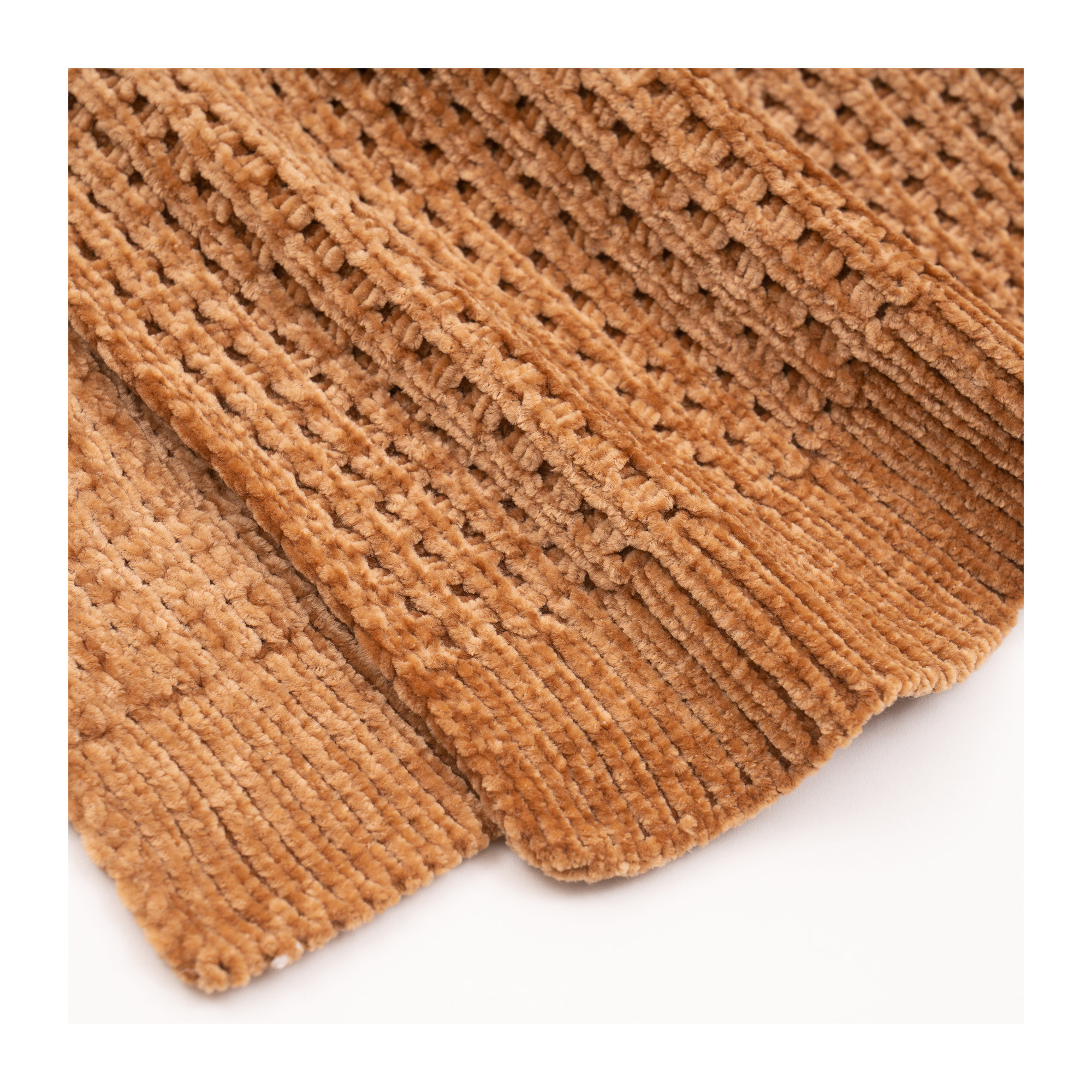 Amor Waffle Knitted Throw Blanket, Ginger