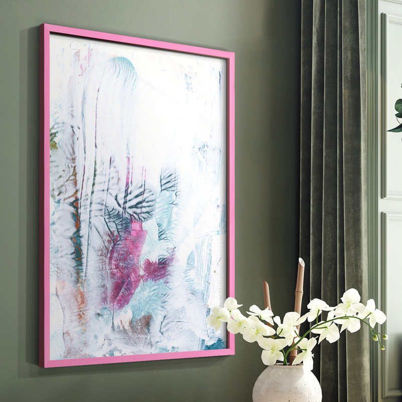 Magneta Coral I, reproduction encadrée - bois massif, Rose, H 10 po x l 8 po