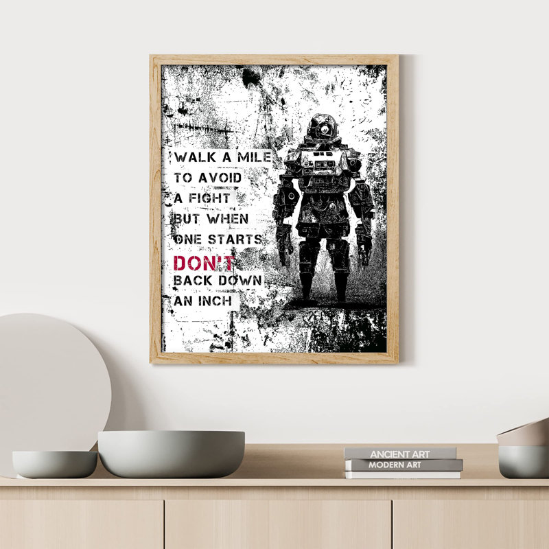 «Black and White Robot Destiny Titan» sur papier, H 10 po x l 8 po, Naturel