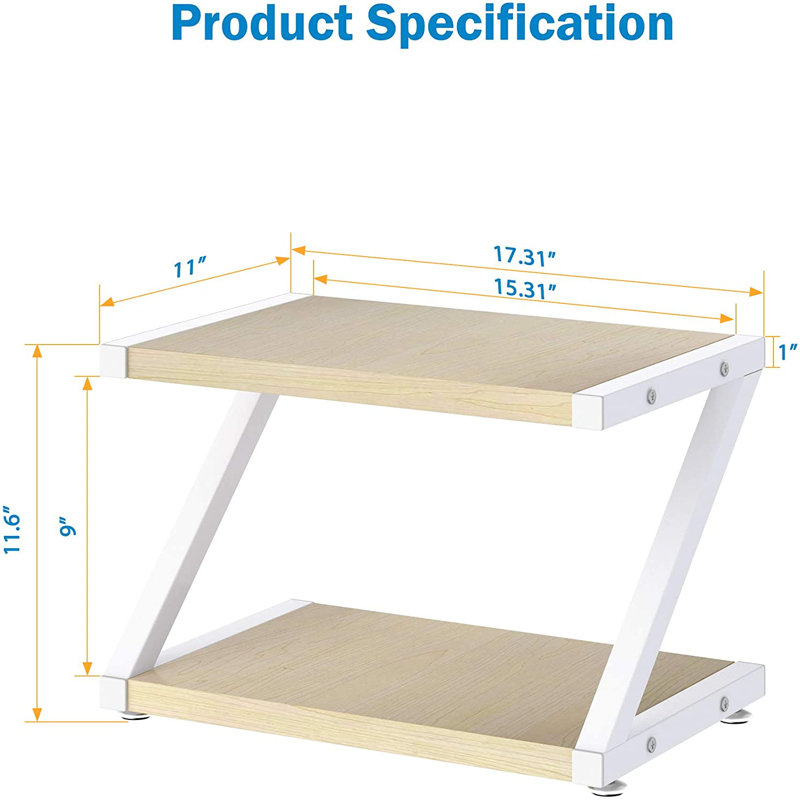 11.3'' H X 17.4'' W Desktop Printer Stand with Storage Shelf – Adjustable, Anti-Skid Feet, and Easy Assembly for Home & Office