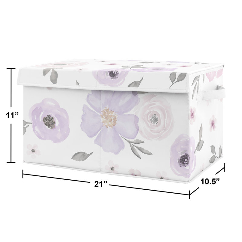 Boîte à jouets aquarelle florale, Mauve / Gris