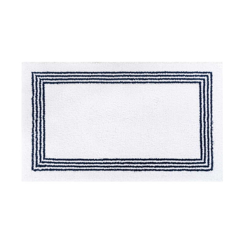 Bourdon Bath Rug, 28" W x 47" L, White/Oxford