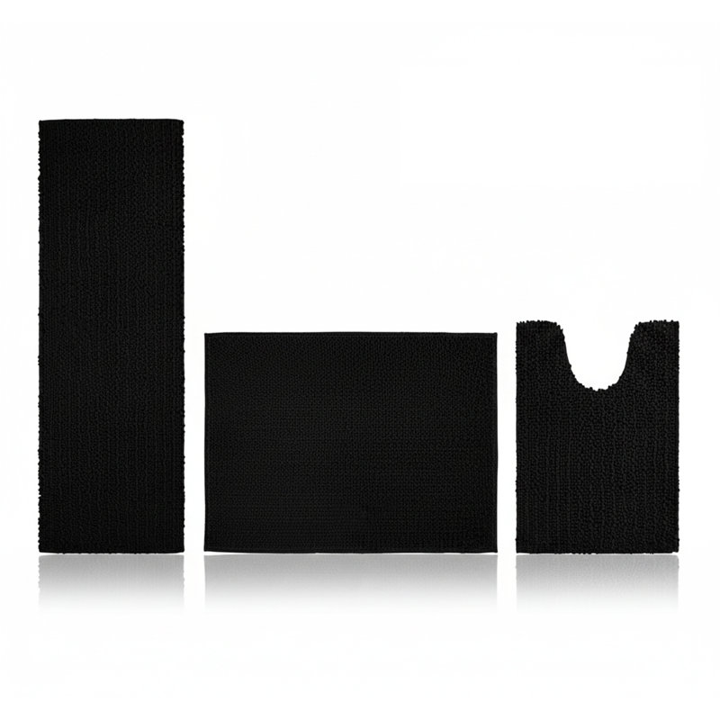 Chenille Non-Slip Bath Mat, Black