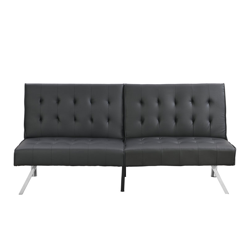 Lit à structure en bois avec pieds en acier inoxydable, noir, polyvalent pour différentes utilisations 40,38 po de confort