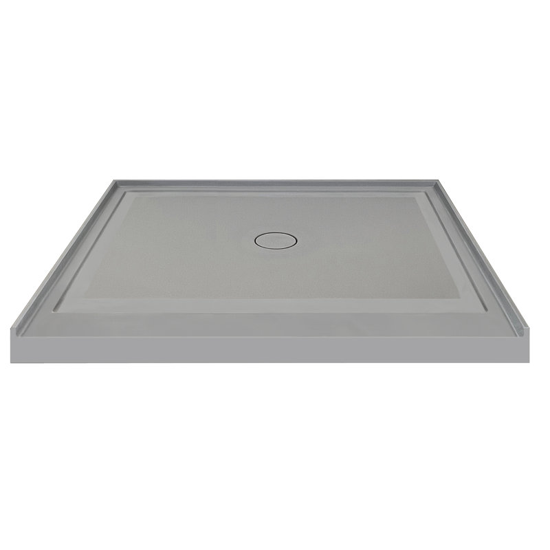 Transolid 36-in x 36-in Cast Solid Surface Shower Base with Concealed Center Drain, Concrete