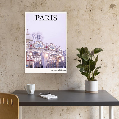 Dreamy Paris Carousel Dreamy Romantic Vintage City Winter Wall Art Print by Talitha McQueen - Print
