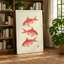 Three Goldfish Study Japandi - Wrapped Canvas-792243689-792243690