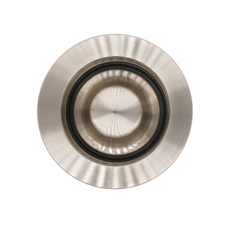 3-1/2" EZ-Mount Brass Kitchen Sink Waste Disposal Drain Flange and Stopper, Stainless Steel