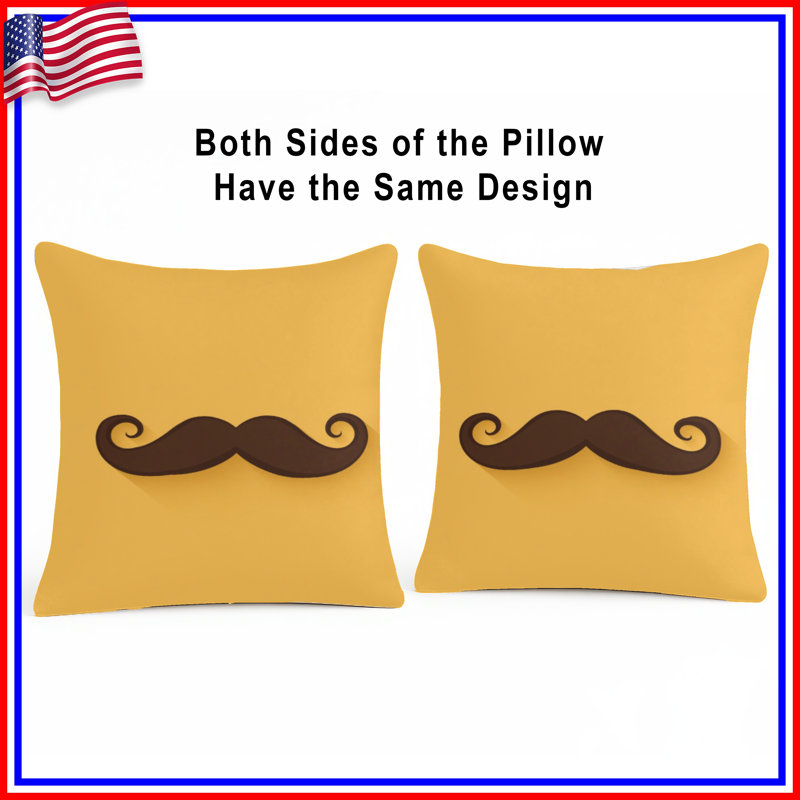 Curled Brown Moustache Double Sided Throw Pillows, 26 x 26 inches