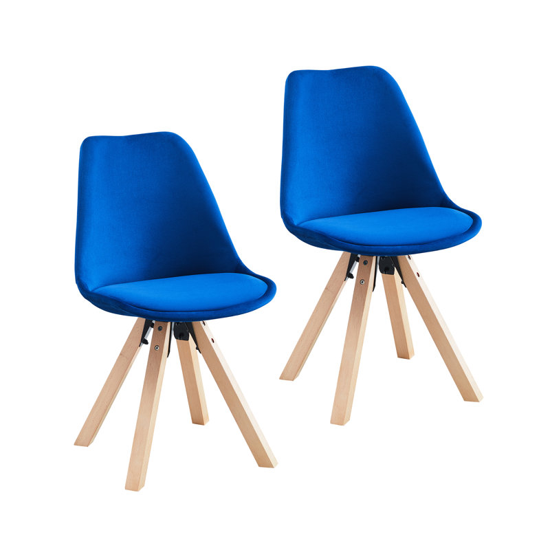 Chaise d'appoint rembourrée et revêtue de velours, Bleu
