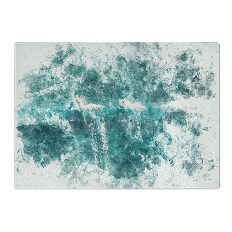 Tempered Glass Surfing a Wave in Hawaii Chopping Board, 28.5 cm x 39 cm