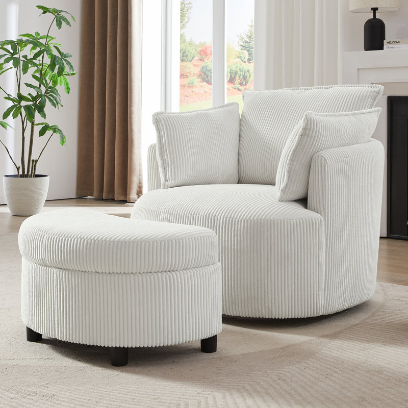 Chaise pivotante à 360 ° avec repose-pieds, Beige