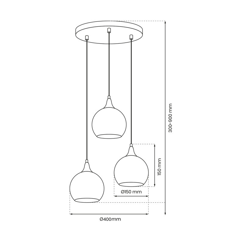 Monte 3 - Light Cluster Pendant, Silver, Black/Silver