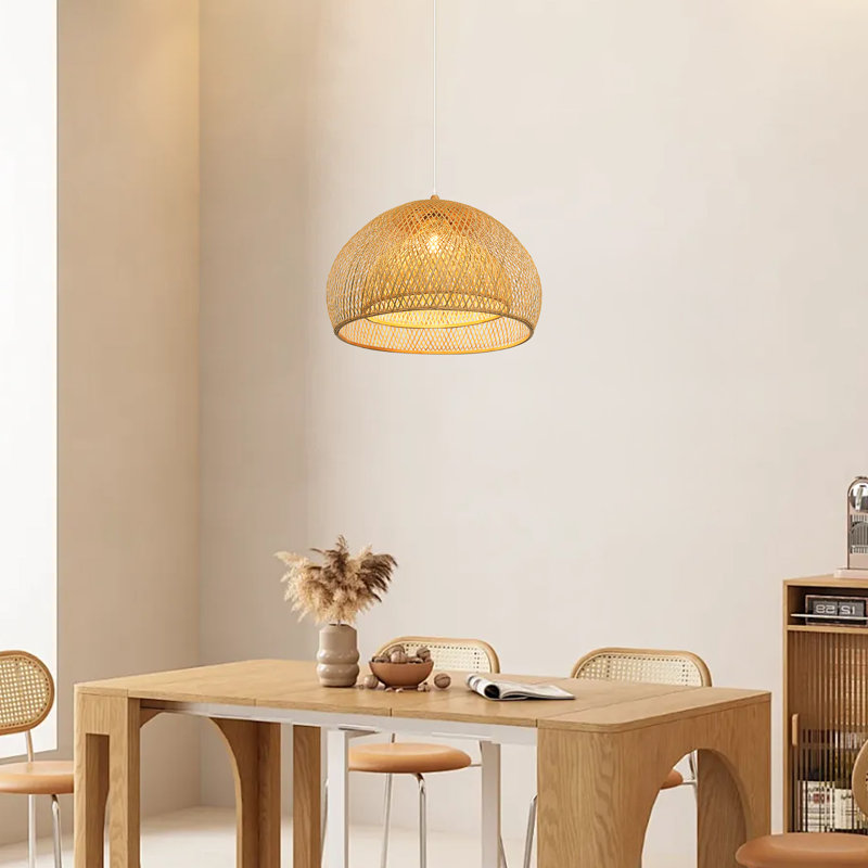 Luminaire suspendu en bambou Farmhouse, H 11,81 po x l 17,72 po x P 17,72 po
