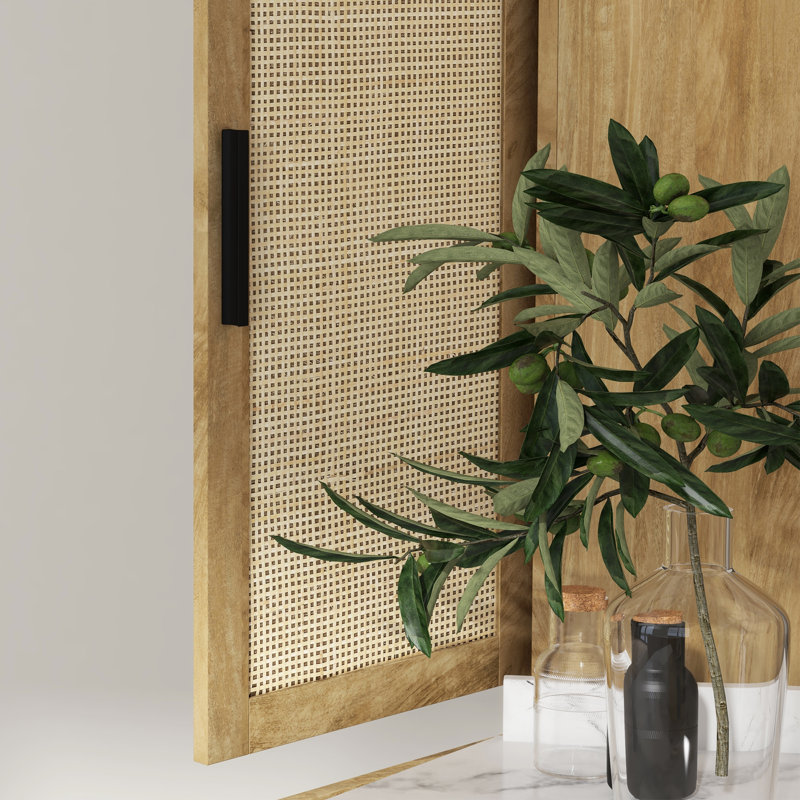 Armoire de rangement 64 po en rotin avec tablette réglable