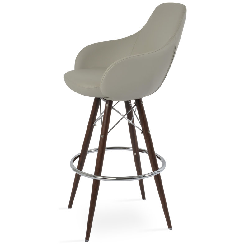 Gazel Arm Mw Bar & Counter Stool, Counter Stool (25.5" Seat Height), Light Gray, Walnut