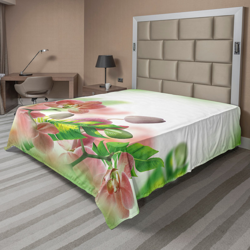 Drap plat Ambesonne Spring Top Orchids Blossoms