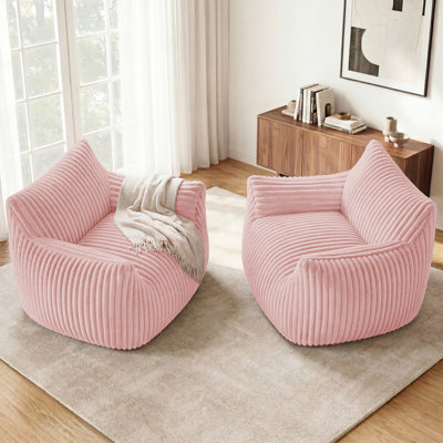 Ensemble de 2 fauteuils à billes surdimensionnés en mousse de velours côtelé 46 po