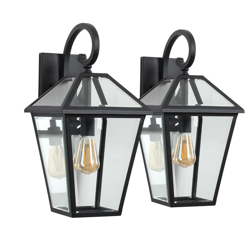 16.5"(H) 2-Piece Outdoor Wall Light Set for Porch, Patio, and Garden Lighting (Bulbs Not Included), 16.5" H x 7.9" W x 9.7" D