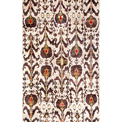 Rumi Abstract Hand-Knotted Silk Brown/Red/Yellow/Beige Area Rug