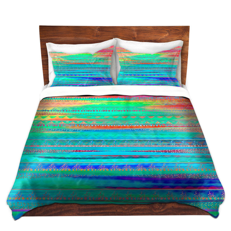 Ensemble de housse de couette de coucher de soleil ethnique, 1 housse de couette grand + 2 taies standards