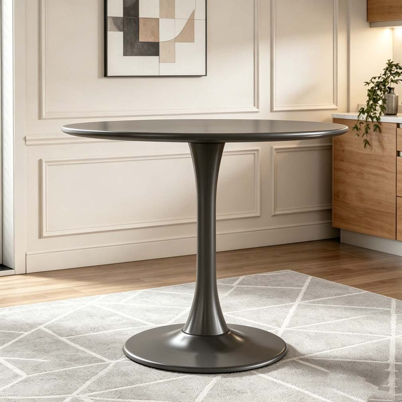 Modern Round Dining Table, Black 1