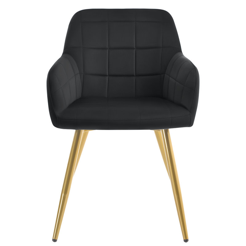 Palumbo Upholstered Dining Chair, Black, Gold, 1