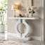 Console moderne en miroir avec base en forme de O et dispositif décoratif anti-basculement en acrylique facile à assembler pour le salon, la chambre à coucher, l'entrée et le bureau