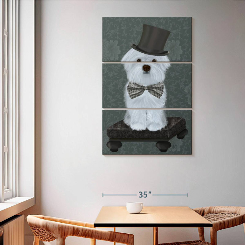 Brampt Maltese With Top Hat, 65" H x 42" W