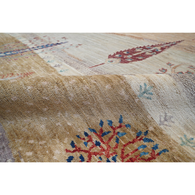 High-Quality Hand-Knotted Camel And Multi Area Rug