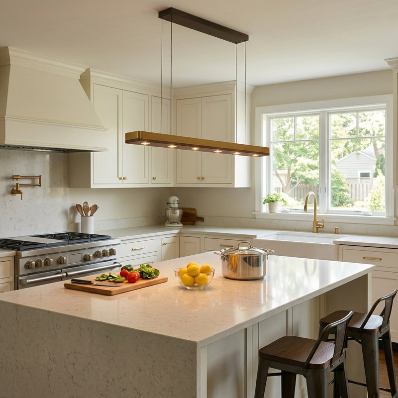 Burcker LED Wood Kitchen Island Pendant Light