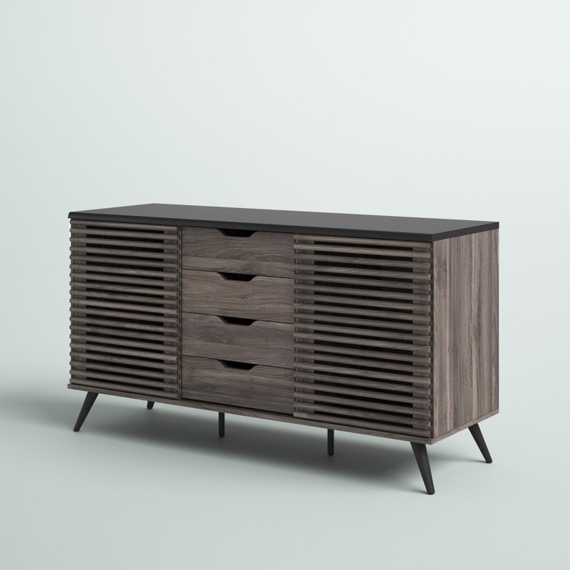 Maitre 59" Sliding Slat Door Sideboard, Slate Gray