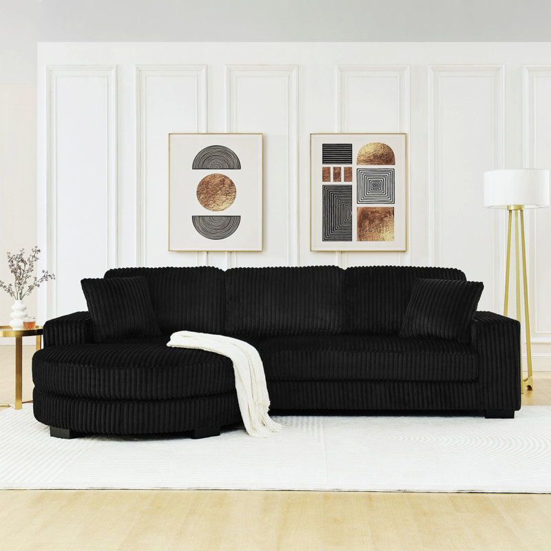 Canapé modulaire rembourré, canapé modulaire en L, Noir