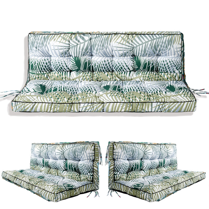Porch Swing Cushion With Backrest: 55Inch Waterproof Bench Cushion For Outdoor Furniture, 2-3 Seater Replacement Thickened 4" Swing Cushion With Ties - Patio - Outdoor,Backyard And Garden