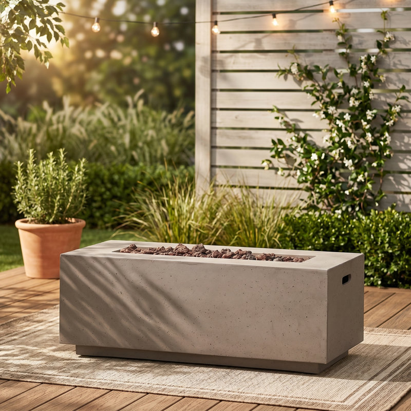 Foyer d'extérieur rectangulaire 40 "avec construction en béton MgO - 40 000 BTU, gris clair