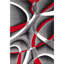 Tapis gris / ivoire / rouge à motif abstrait Cherine-23072336