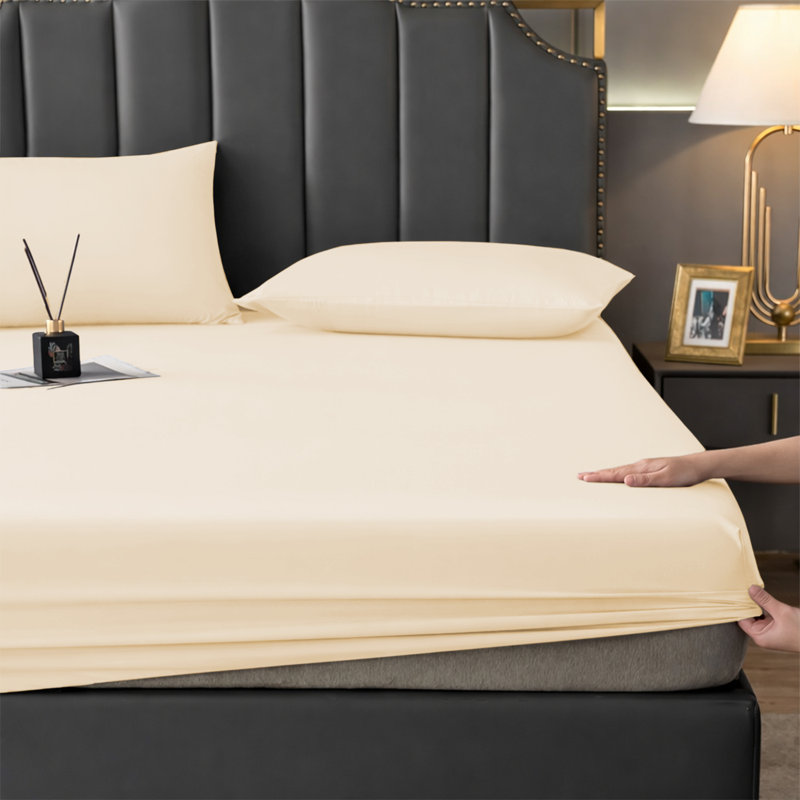 Aspire Homeware Premium 25cm Deep Fitted Sheet for Stylish and Comfortable Bedding, Super King (6'), Cream