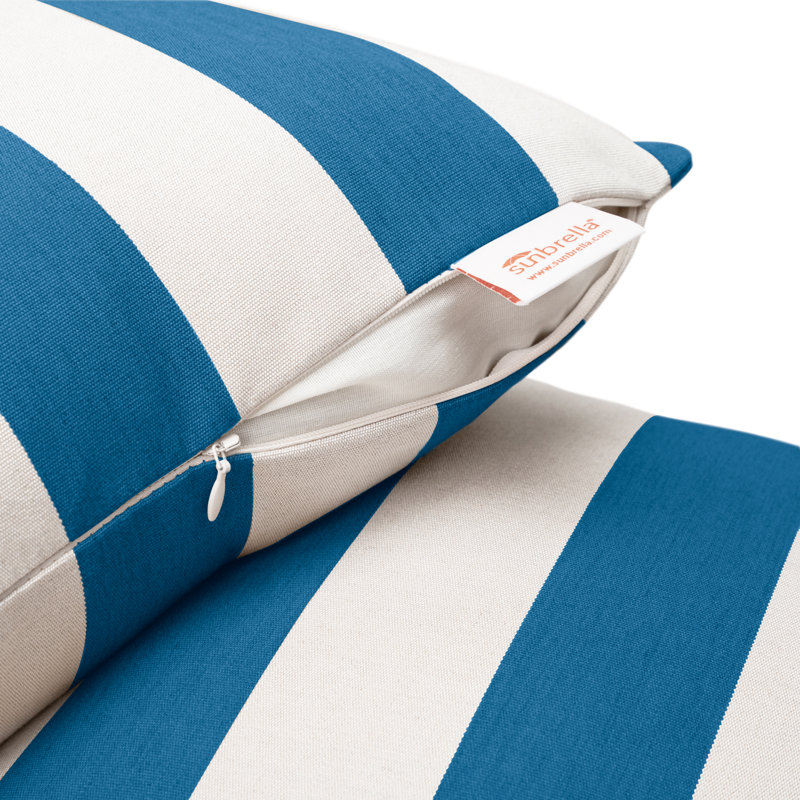 Housse de coussin rectangulaire intérieur / extérieur Sunbrella, Bleu / blanc