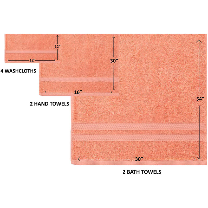 Ensemble de serviettes 100% coton 8 pièces Killian, Orangé