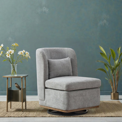 25" W Chenille 360° Swivel Barrel Chair