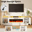 Meuble TV Aleila 70 po avec foyer électrique 40 po, console multimédia moderne à 2 niveaux pour salon, placards de rangement laqués brillants avec éclairage DEL, compatible avec les téléviseurs jusqu'à 80 po-913963290-913963291