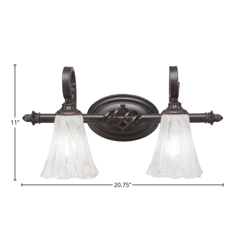 Eleganté 2 Light Bath Bar Shown In Dark Granite Finish With 5.5" Fluted Glass, Italian Ice