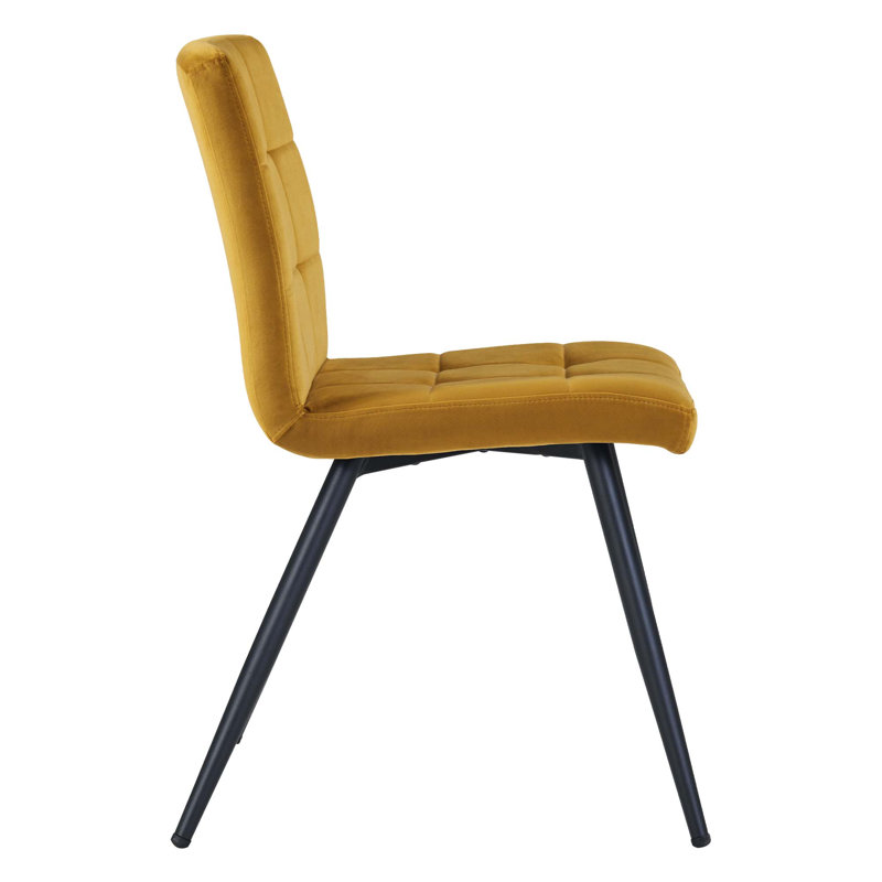 Leann Tufted Velvet Upholstered Back Side Chair, Yellow Velvet